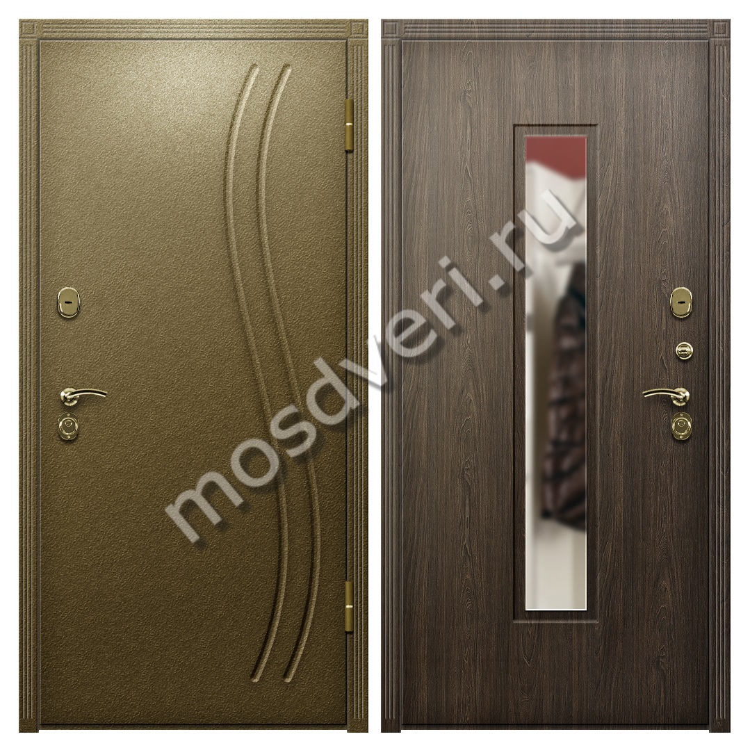Входная металлическая дверь с зеркалом в дом с МДФ - купить от производителя Мосдвери Входная металлическая дверь с зеркалом в дом с МДФ